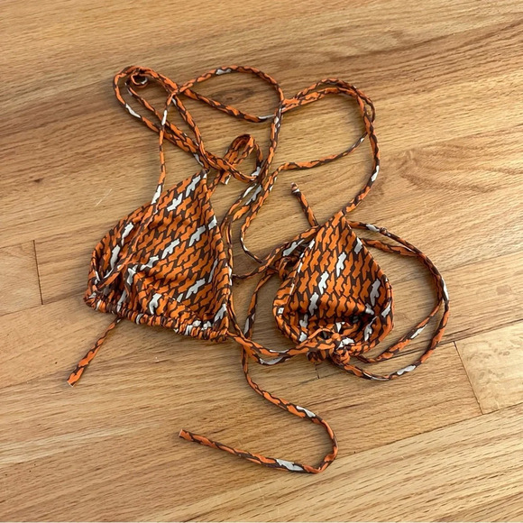 Inamorata Las Olas Bikini Top Rustic Brown Stripe Size XS - Picture 2 of 3